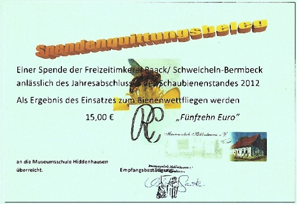 Spende für den Verein der Museumsschule Hiddenhausen